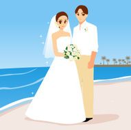 just married on a beach