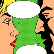 man and woman talking comics retro style N2