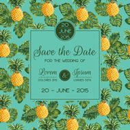 Wedding Invitation Card - with Retro Pineapples N2