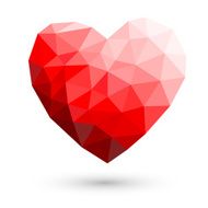 Red heart polygonal abstract on white backgrounds Vector illustr