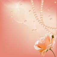 Pink wedding background with pearls waves and rose