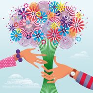 Couple Holding a Bouquet