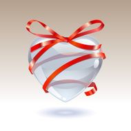 Transparent Glass Heart With Ribbon