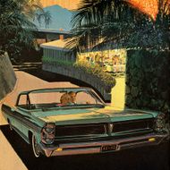 Couple Driving Vintage Turquoise Car
