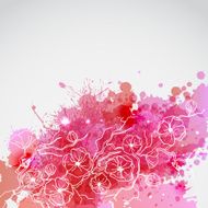 Brunch of sakura with pink blots
