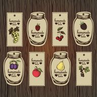 Decorative set of retro labels for fruit jams
