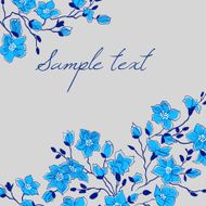 Vector floral card with blue magnolia flowers
