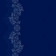 Silver floral vintage seamless pattern on blue Vector background N2