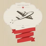 Vintage wedding invitation with retro aircraft N2