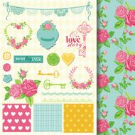 Scrapbook Design Elements - Floral Shabby Chic Theme