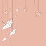 Card with origami cranes