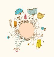 Hand drawn banner with round frame N2