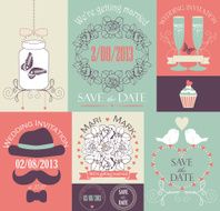 Vector set of decorative wedding cards