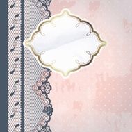 Label with lace on pink background