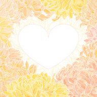 Romantic heart-frame with chrysanthemum