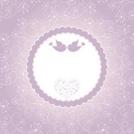 Lovebirds on seamless pattern background greeting card