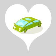 I love my green car hybrid happiness illustration