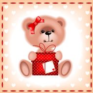 teddy bear girl with a gift N2