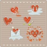 Six emotional heart icons