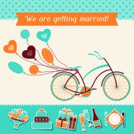 Wedding invitation card template in retro style N8