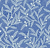 White Lace Seamless Pattern Floral Pattern Blue Background N2