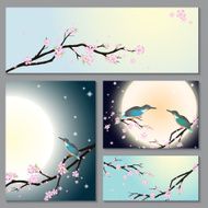 Invitation cards with stylized cherry blossom N2