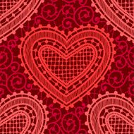 Hearts Lace Red Backgrounds Seamless Pattern