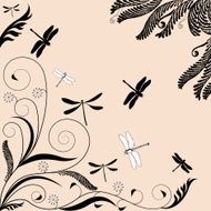 floral ornament with dragonflies