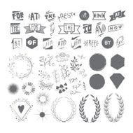 Catchwords wreaths sunburst design elements set