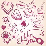 Hand-drawn Valentine`s day set N6