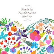 Vector floral design element with flowers and birds N4
