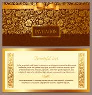 Set of vector vintage luxury horizontal invitation