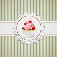 Cupcake with cherriss and pink cream