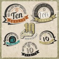 Vintage style 10 anniversary sign collection N2