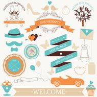Vector set of decorative wedding elements
