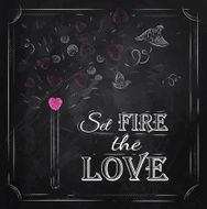 Poster Valentine&#039;s Day with chalk on the blackboard N2