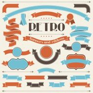 Collection of labels and ribbons in retro vintage style