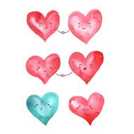 Watercolor hearts for Valentine&#039;s day design N2
