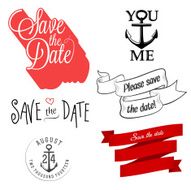 Set of wedding invitation typographic design elements