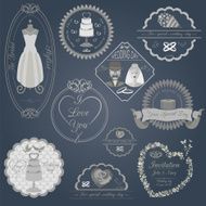 Set of vintage wedding and fashion style logos N12