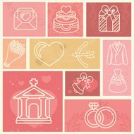Vintage design elements with wedding and love icons