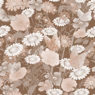 seamless pattern with flowers sepia