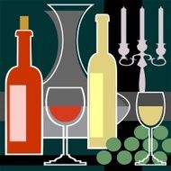 Wine bottles and glasses background