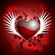 Valentine&#039;s day illustration with glossy heart and wings