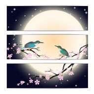 Invitation cards with stylized cherry blossom N3