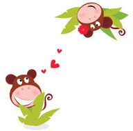 Monkey male and female in love looking each at other