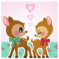 deer love cute vintage couple fawn illustration vector