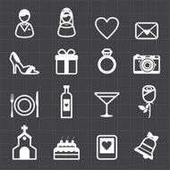 Wedding icons and black background
