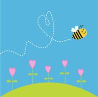 Flying bee Dash heart in the sky Card N2