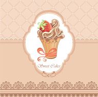 Vintage card with cupcake N4